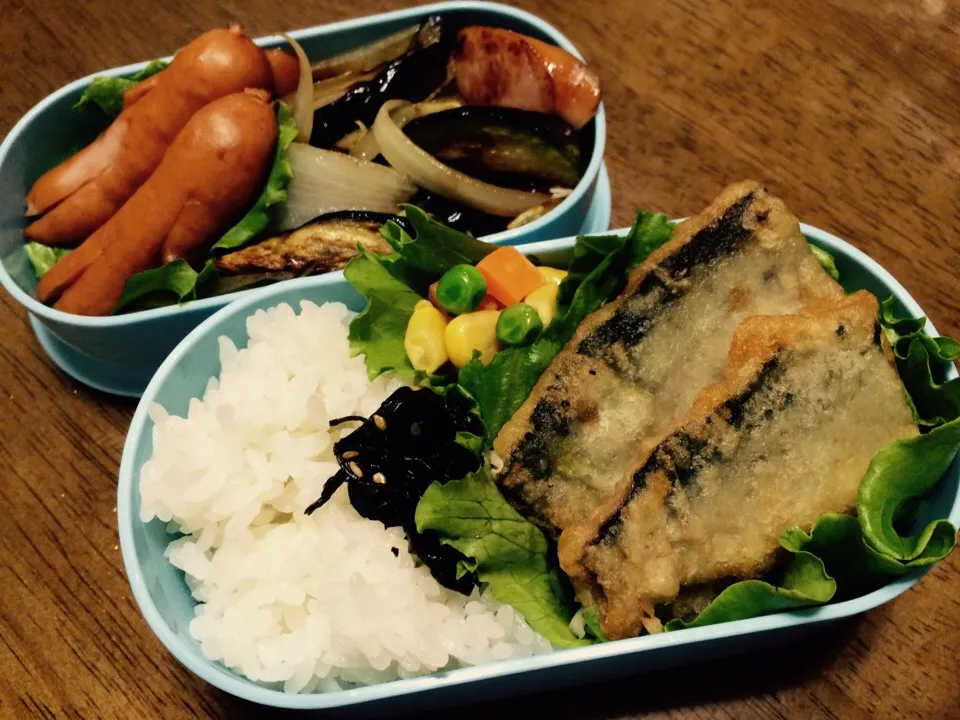 Snapdishの料理写真:魚とウインナー弁当 父母のオーダー欲張って両立は難しい(^_^;)|もっつぁさん