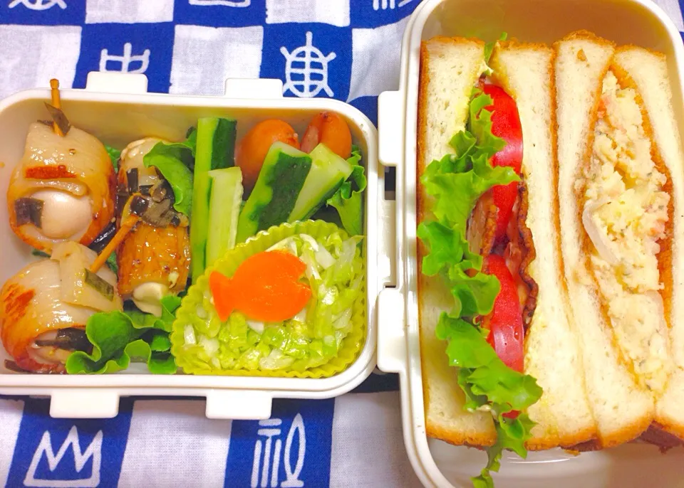 Snapdishの料理写真:BLT＆サーモンポテト弁当(OvO)|伊佐治親（イサ）さん