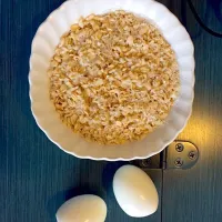 2 HB'd eggs with 1/2 cup oatmeal - Bfast 6/24/2015|lucasさん