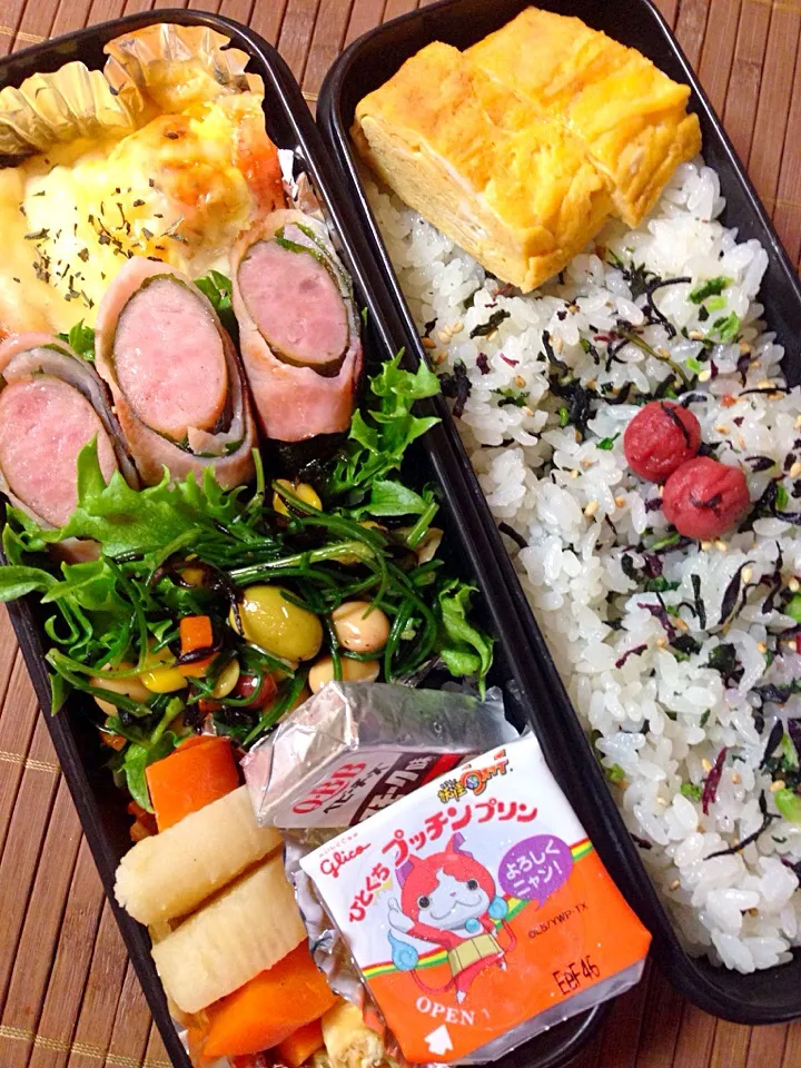 Snapdishの料理写真:高1息子弁当54日目！おかひじき入り弁当で鉄分補給弁当|じゅんけさん