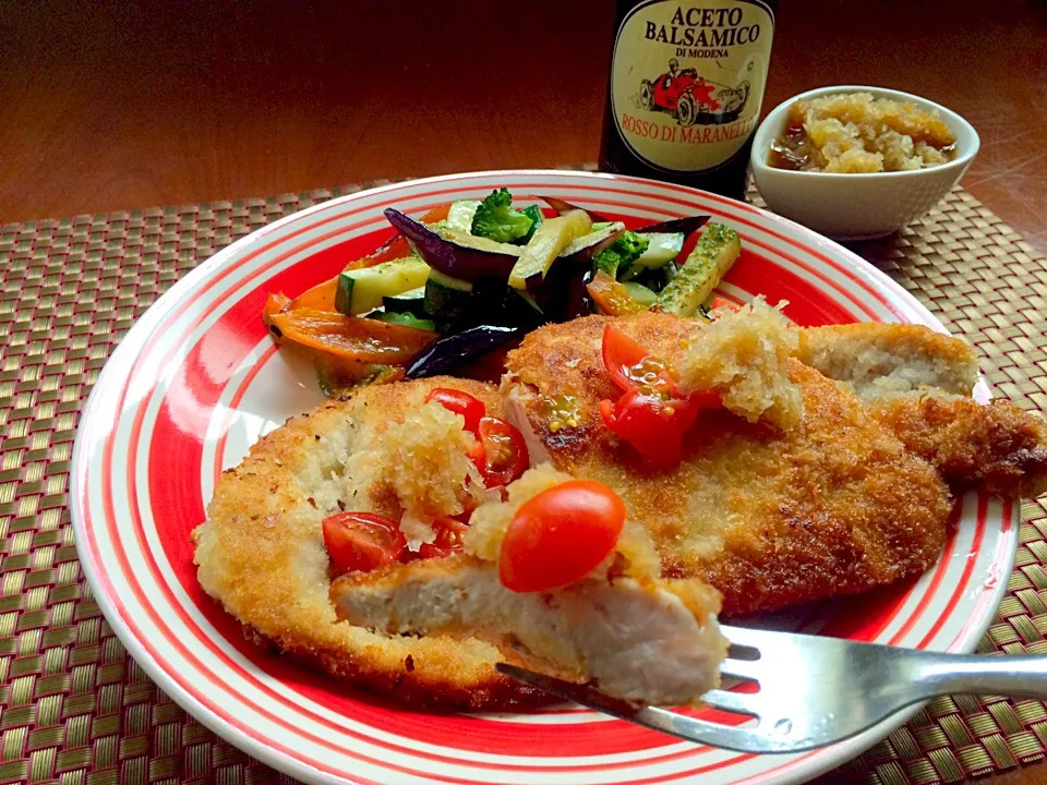 Cotoletta alla milanese🐷ｺﾄﾚｯﾀ ｱｯﾗ ﾐﾗﾈｰｾﾞ Italian Pork Cutlets🐽ﾐﾗﾉ風ｶﾂﾚﾂ ﾊﾞﾙｻﾐｺ大根おろしｿｰｽ|🌈Ami🍻さん