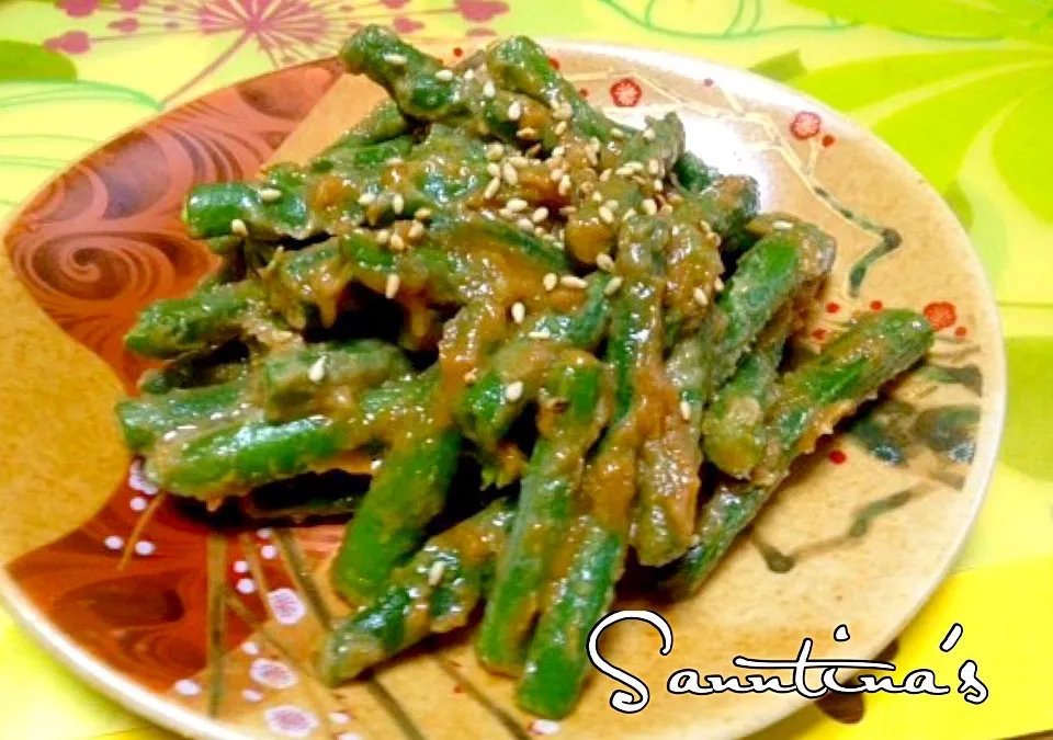 ✨INGGEN no Shirogoma ae...String beans with white sesame seed paste& soysauce...インゲンの白胡麻あえ...インゲンは住宅畑のものです^_^スジ無し！とても美味しい😋😋😋|🌺Sanntina🌺さん