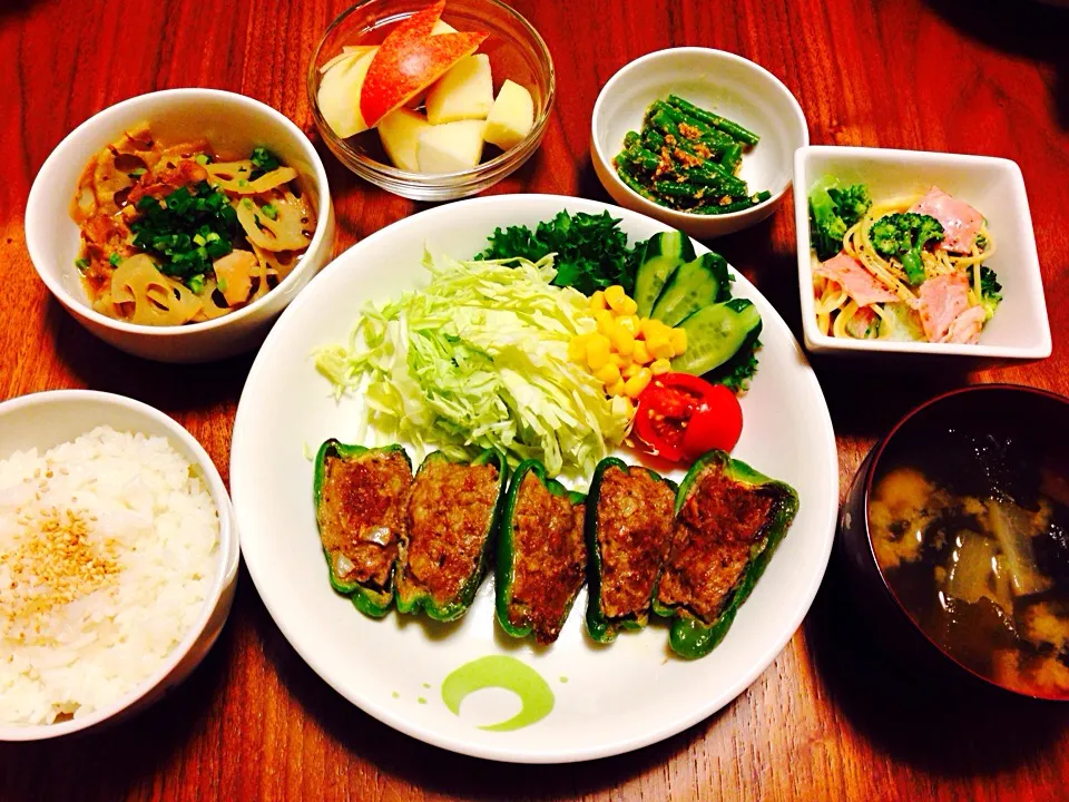 ピーマンの肉詰め＊夜ご飯|Maipu:)さん