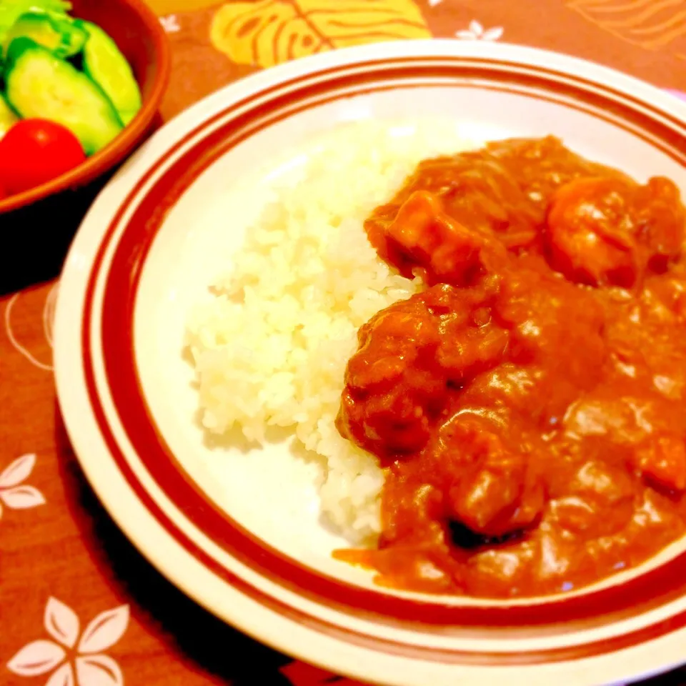 カレーライスで夕食🍛🍛🍛|かずみさん