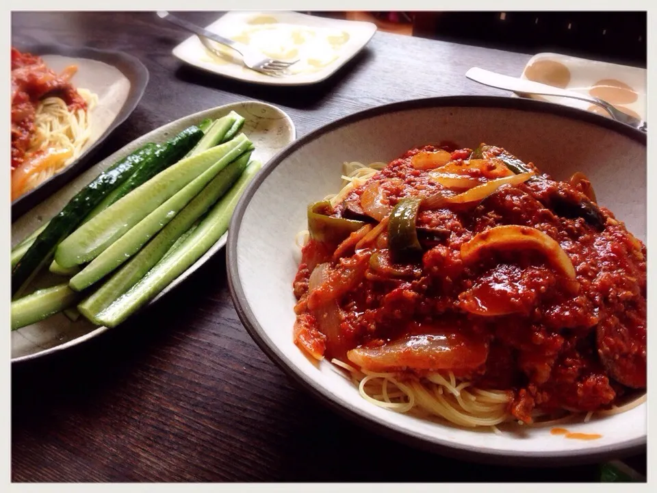 Snapdishの料理写真:ミートソースパスタ|kikuさん