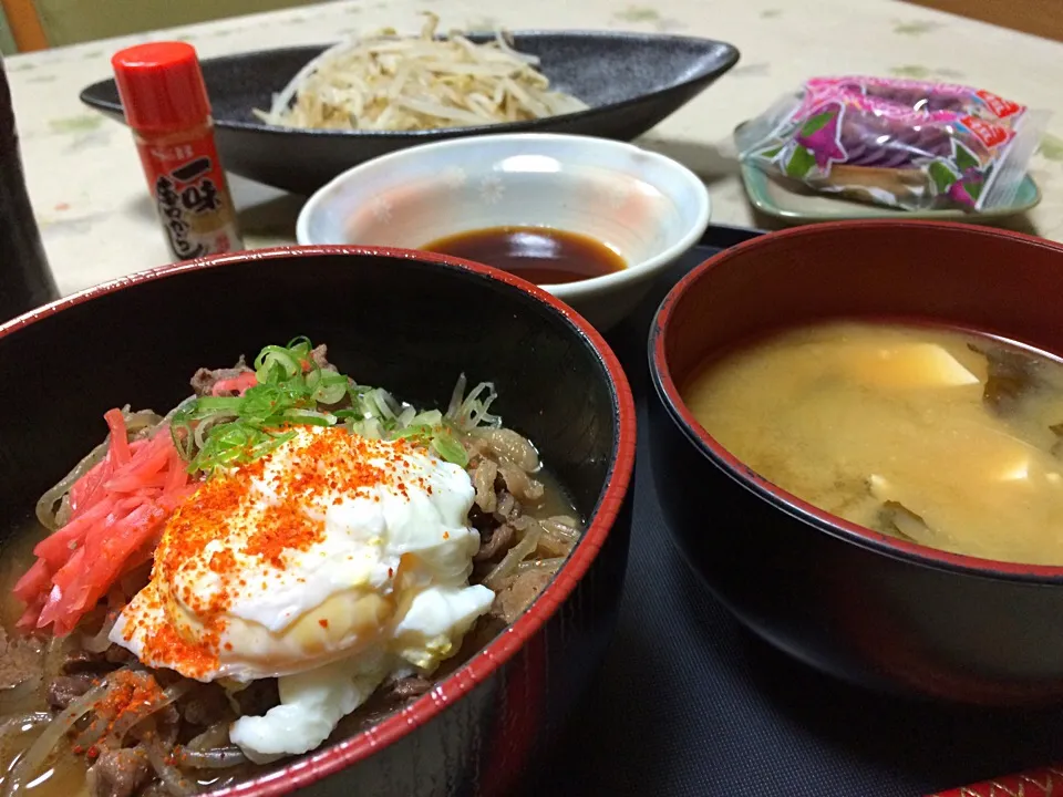 牛丼定食ともやしサラダ|makoさん