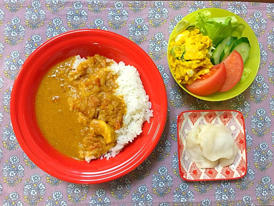 cookpad.中毒ありカレー。かぼちゃサラダ。カブのピクルス。|kayonさん