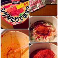 Snapdishの料理写真:シゲキたりてます？鬼辛とんこつラーメン。