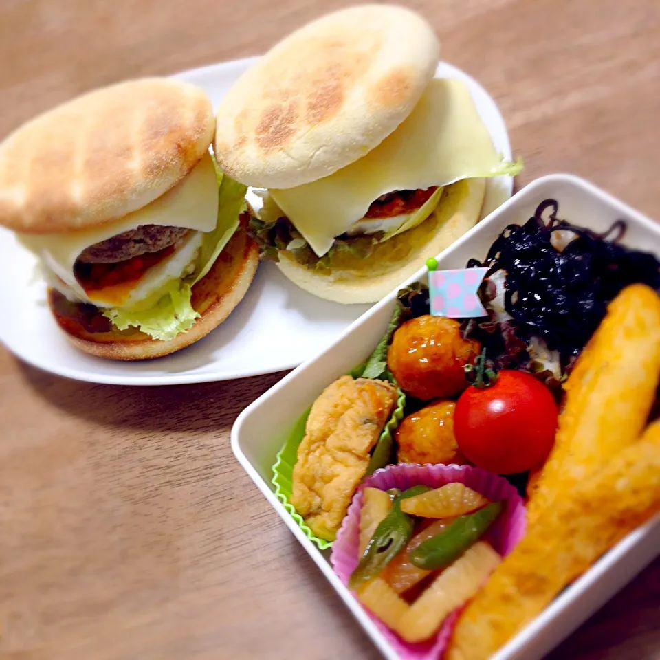 ななちゃん遠征！手作りハンバーグでイングリッシュマフィンを軽食でお弁当🎵丸1日の遠征はいつ食べれるかわからないから沢山持たせます！|Tomomi Kigoshiさん