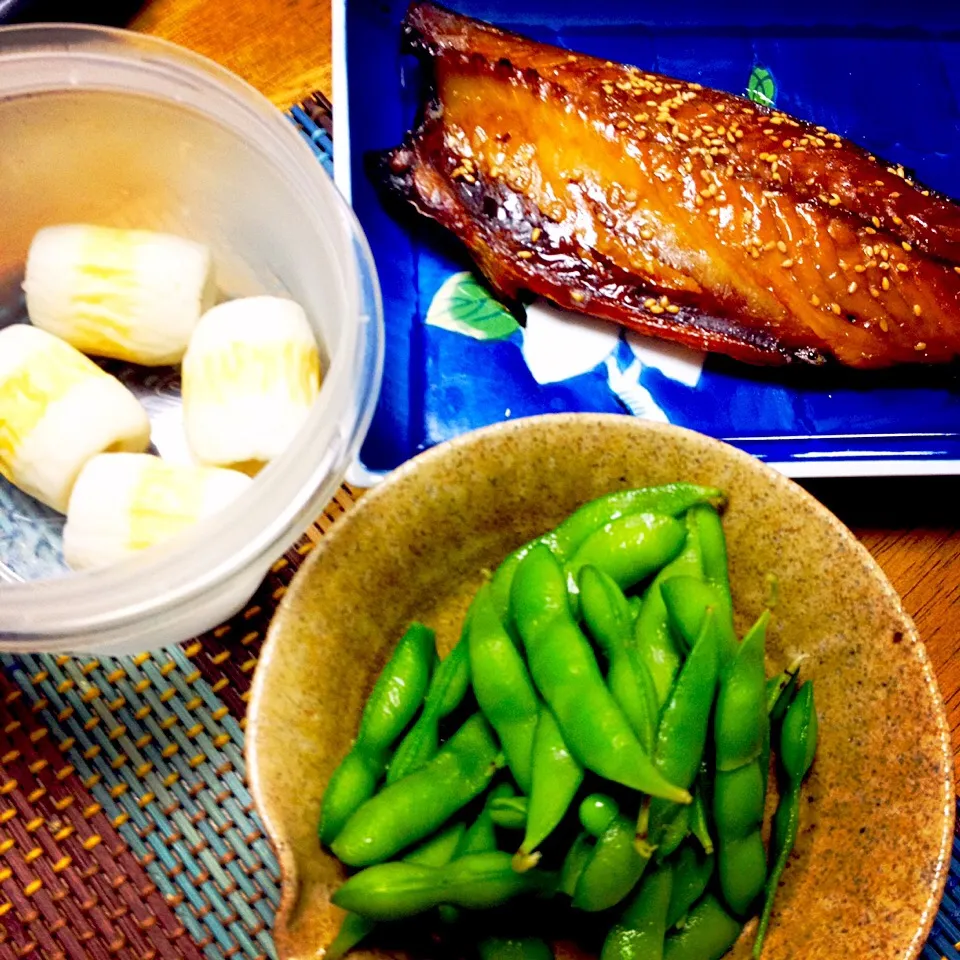 鯖のみりん干し,枝豆,ちーちく|りーぴんさん