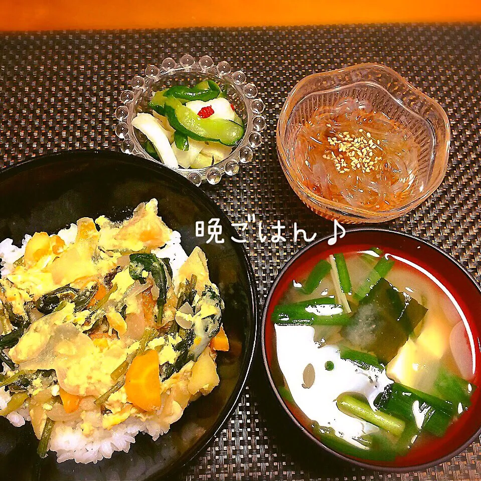 晩ごはん♪娘が作った親子丼&お味噌汁(*^^*)|ばろんさん