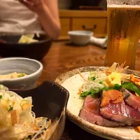 Snapdishの料理写真:かつおのたたきとおぼろ豆腐|Noriaki Uchiyamaさん