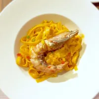 Prawns Pasta with Sea Urchin Sauce|Sam: photos by iPhoneさん