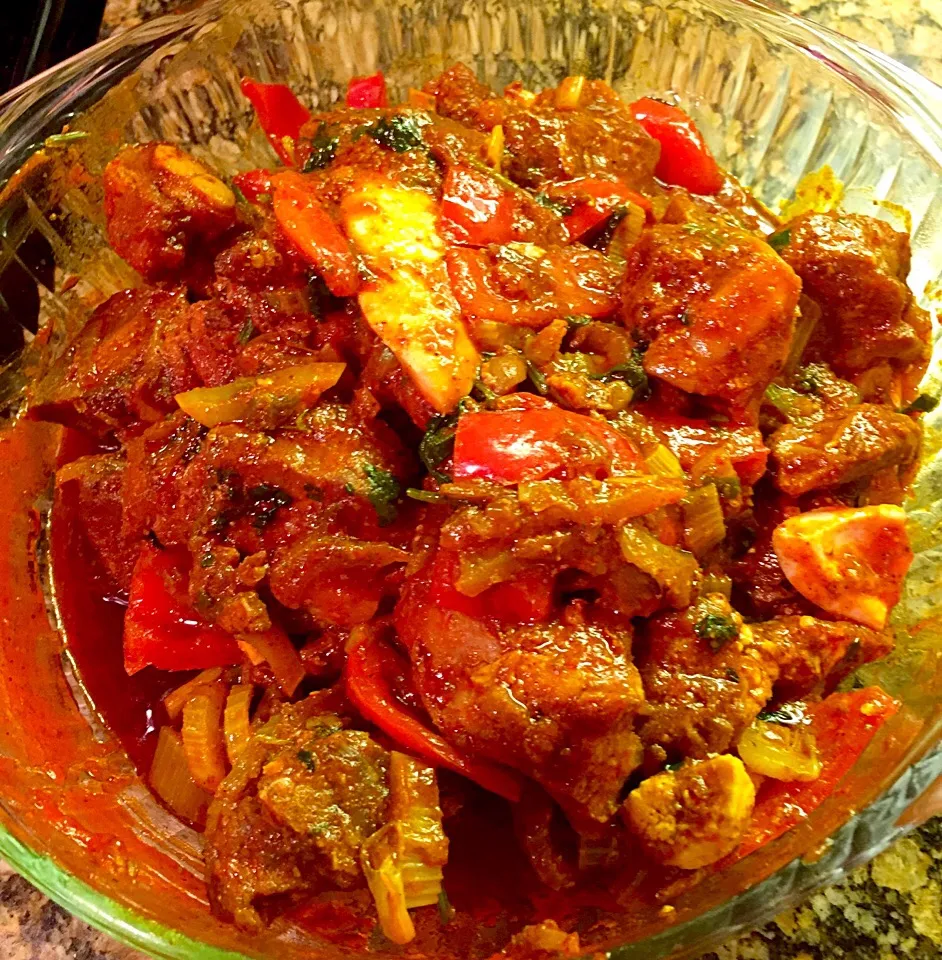 Pork with Red Chilis and sautéed with red bell peppers and onions|Alma's Home Kitchenさん