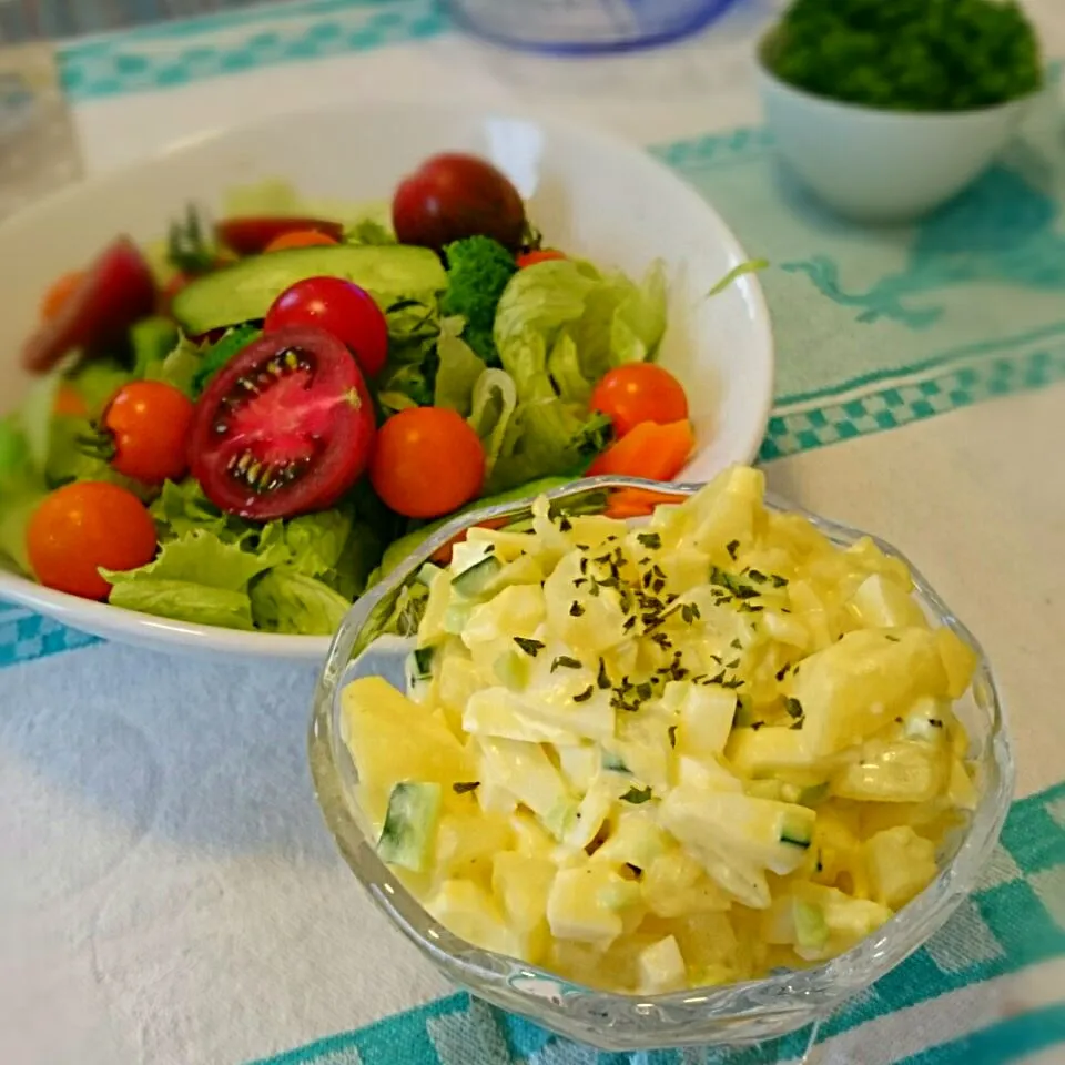 ポテト玉子サラダと野菜サラダ！|ちぇさん