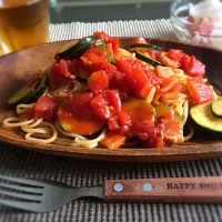 ズッキーニとトマトとベーコンのパスタ❁|juaさん