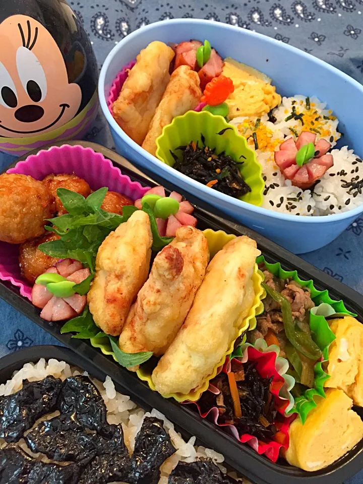 海苔弁当！ とり天 つくね キンピラ ひじき 卵焼き ウィンナー|asamisaraさん