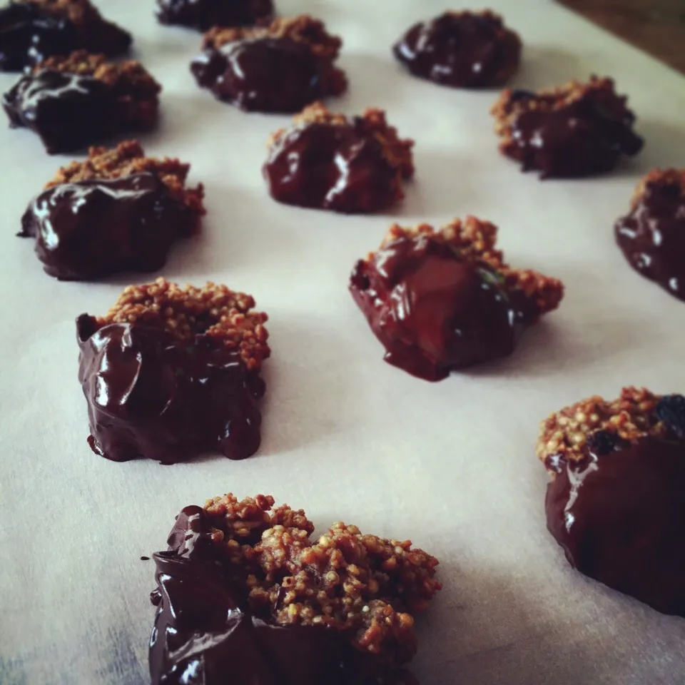 Chocolate Covered Quinoa and Almonds Cookies 🍪☕️💕|tayukoさん