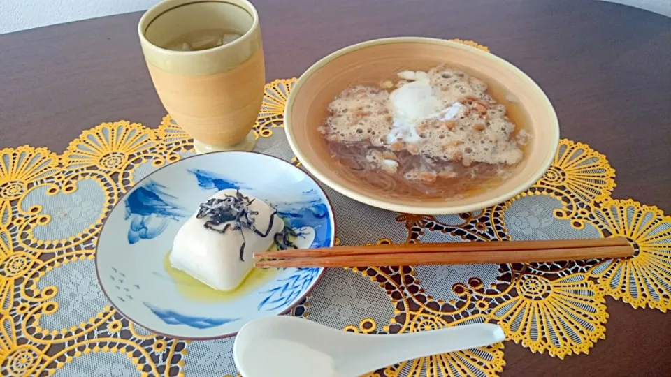 納豆春雨温玉のせ(´×ω×`)|ヤッチさん