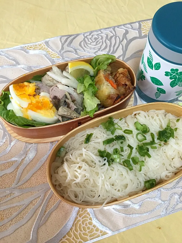 お弁当です。素麺持って行きます。|grandma 横森さん