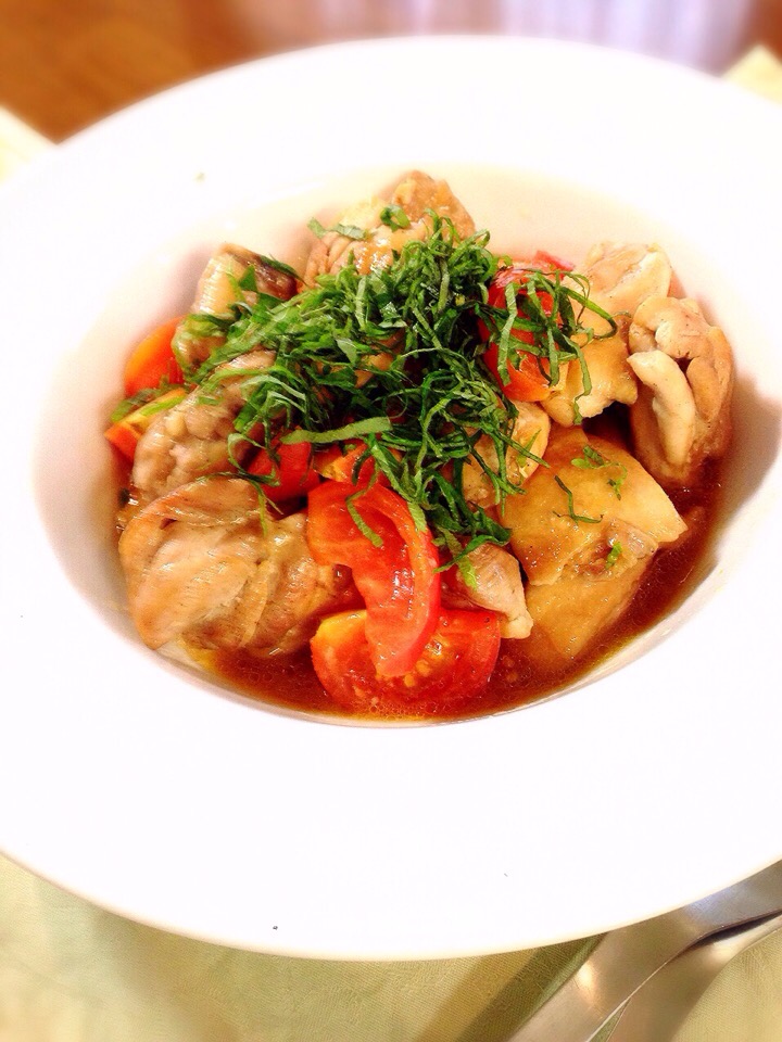 鶏肉のトマト酢醤油ソテー🍅