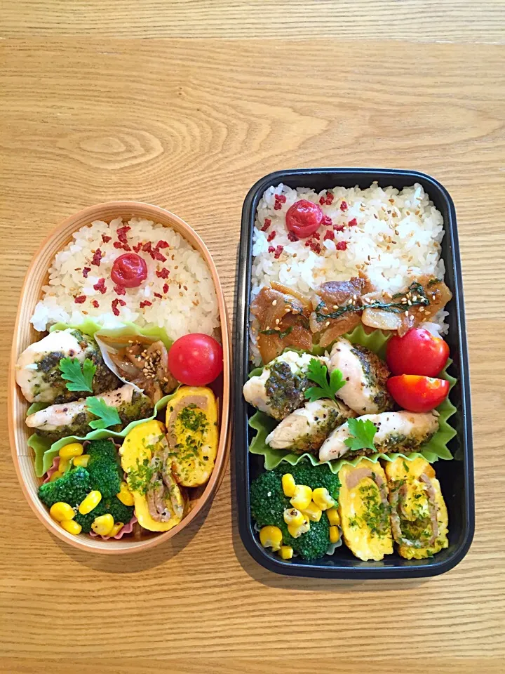 Snapdishの料理写真:ササミのバジル🌿ソテー＊親子弁当♪|hiromiさん