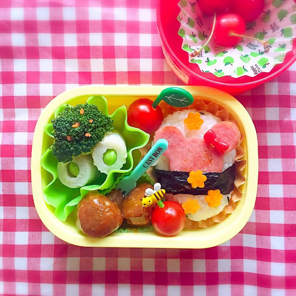 Snapdishの料理写真:ミニーちゃんスパム風 園児キャラ弁|®iacoさん