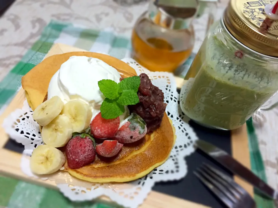 Snapdishの料理写真:豆腐パンケーキonあずき|あやこさん