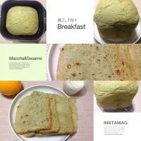 Snapdishの料理写真:抹茶芝麻粉葡萄干吐司 Maccha sesame powder raisin toast|susanさん