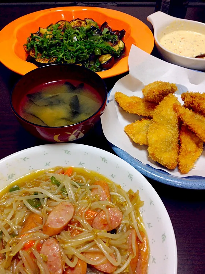 しいらのフライタルタルソースで♡ 野菜あんかけ炒め♡ 茄子とピーマンの焼き浸し♡|yumikoさん