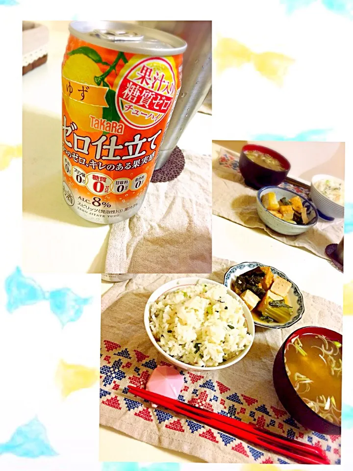 鯛飯、しじみのお味噌汁、厚揚げと青梗菜のさっと煮|ちいさん