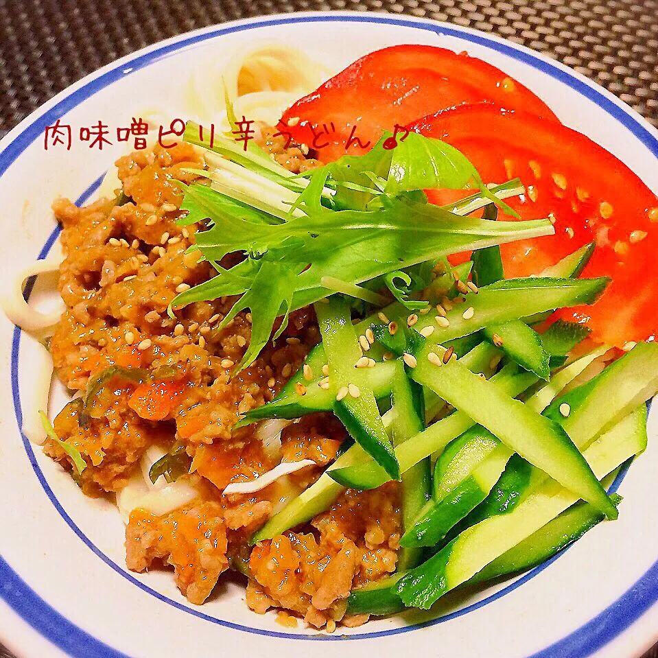 晩ごはん♪野菜たっぷり♡ピリ辛肉味噌うどん(*^^*)|ばろんさん