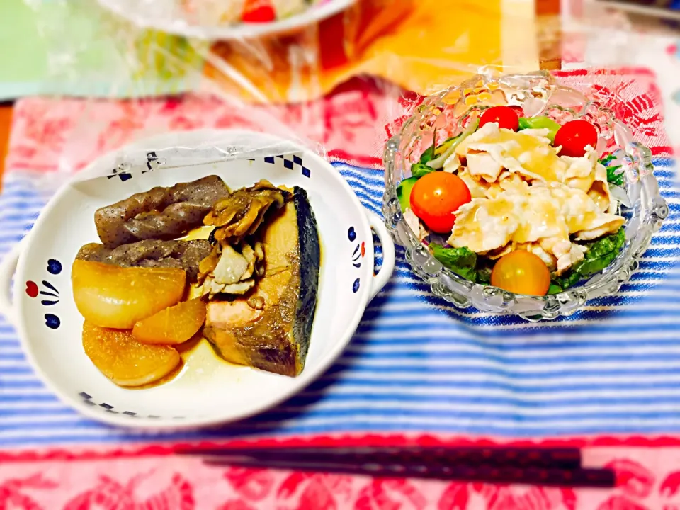 Snapdishの料理写真:ブリ大根と冷しゃぶサラダ|花姫さん