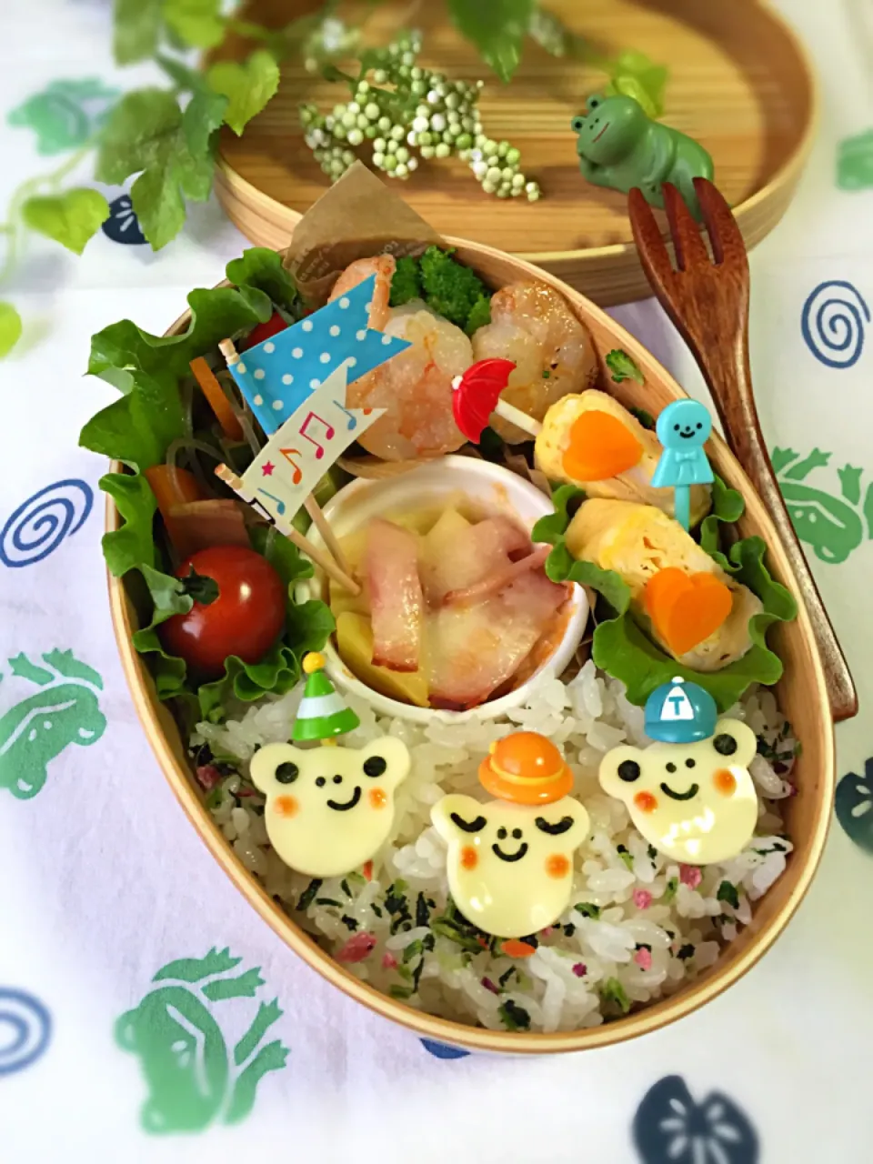 ゆっぴーのお弁当『🐸かえる3兄弟』|kumiさん