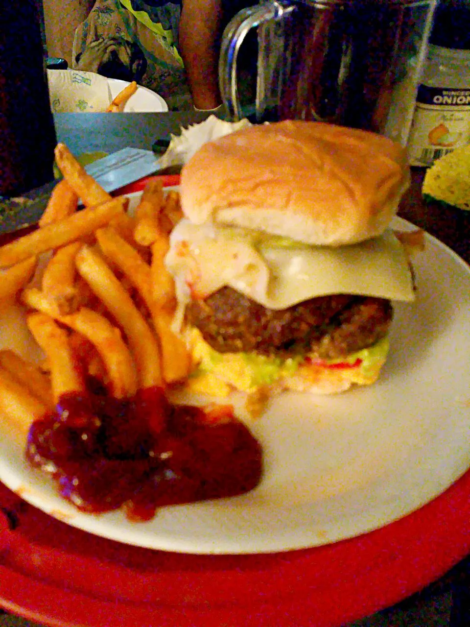 stuffed spinach and feta cheese  mushroom and 2  other cheese  burger with bacon and avacado burger|christl babcockさん