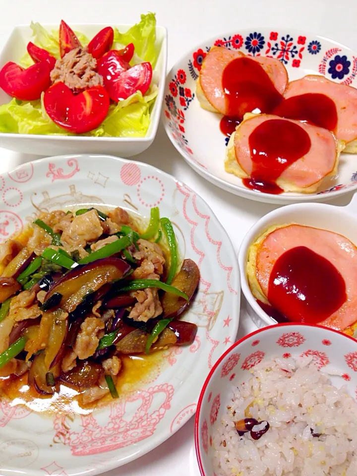 みったんさんの料理 ♡豆腐とハム&チーズのんと茄子と豚肉のスタミナ炒め♡♪大好きなみったん♡Happy birthday！！\( ˆoˆ )/|mari♡（もも(*´∀｀*)♪）さん