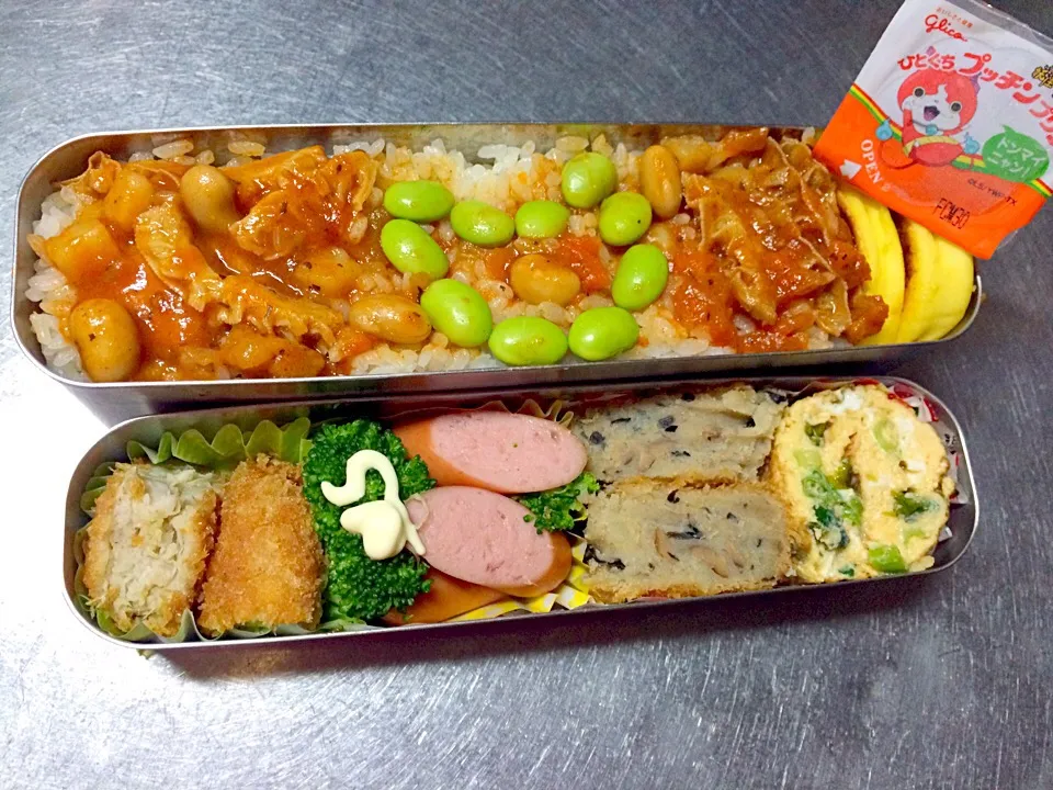 Snapdishの料理写真:彼のお弁当。2015.07.03、、、手抜いてます（笑）|yukirinさん