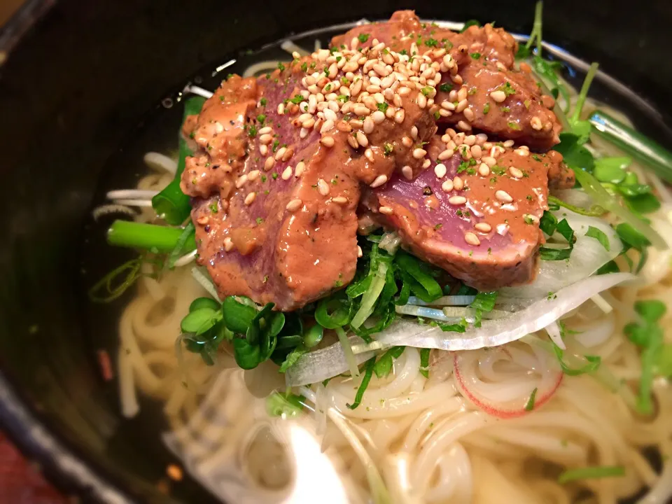 きはだ鮪の胡麻くるみ和えそうめん2|半田手延べそうめんの店 阿波や壱兆さん