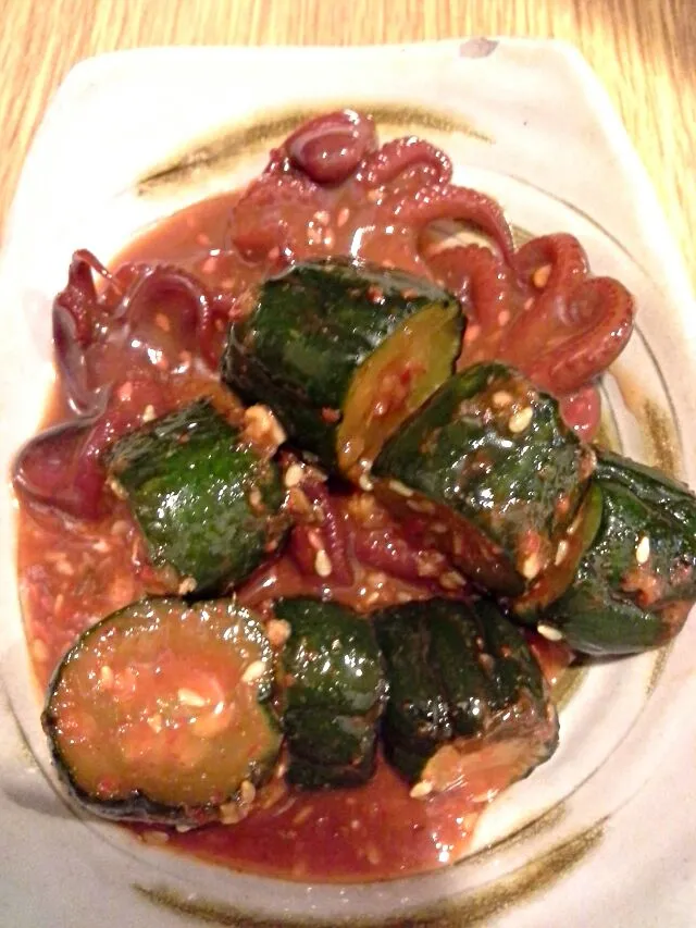 Snapdishの料理写真:Chuka Ildako & Korean Pickled Cucumber|FooDin'sさん