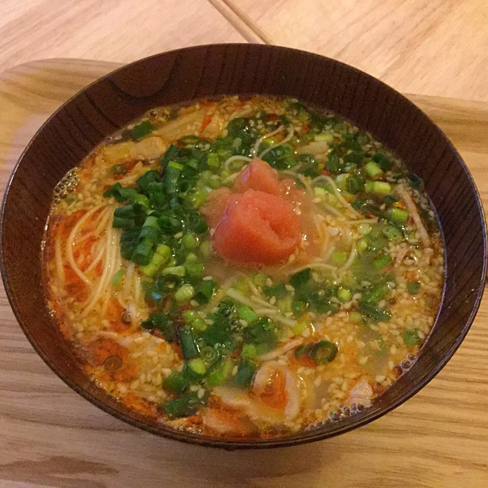 Snapdishの料理写真:担々麺風にゅう麺 明太子乗っけ|yuさん