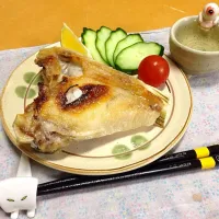 Snapdishの料理写真:ブリカマの塩焼き!  (^-^)