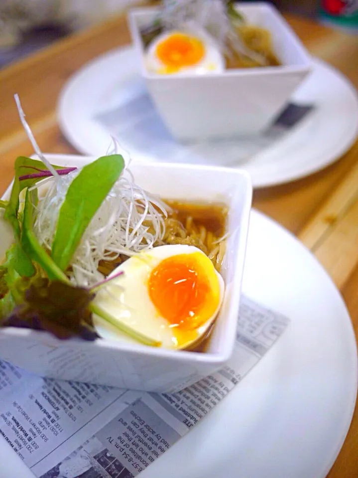 本日のコース料理「鶏油香る醤油ラーメン風和風スープパスタ」♫|22_n_mindさん