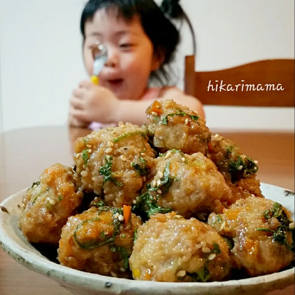 Snapdishの料理写真:野菜たっぷりかさまし肉団子🙆✨半分肉団子入り春雨スープ、もう半分は甘酢でお弁当用に♥|ひかりママさん