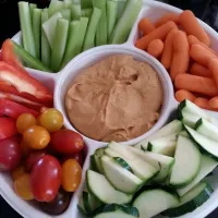 veggie tray with hummus.