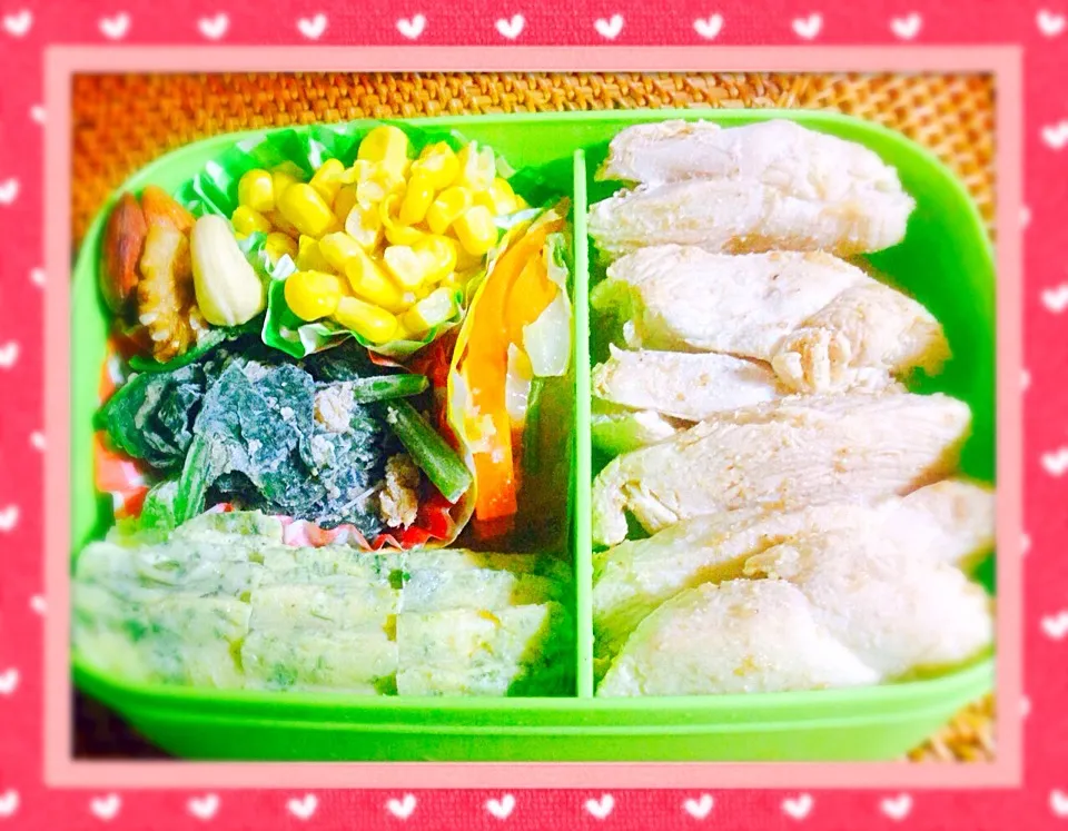 Snapdishの料理写真:旦那さんのヘルシー弁当|SakuSakuさん