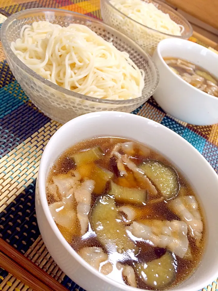 さくら🐼さんの料理 お茄子と豚バラ肉のあったかそうめん◟́◞̀♡|miyuさん