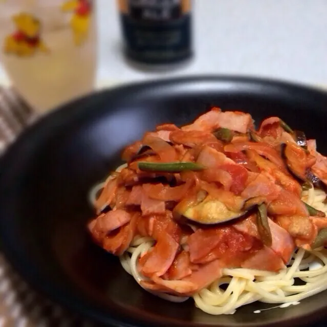 ベーコンとナスのトマトソースパスタ|mikoさん