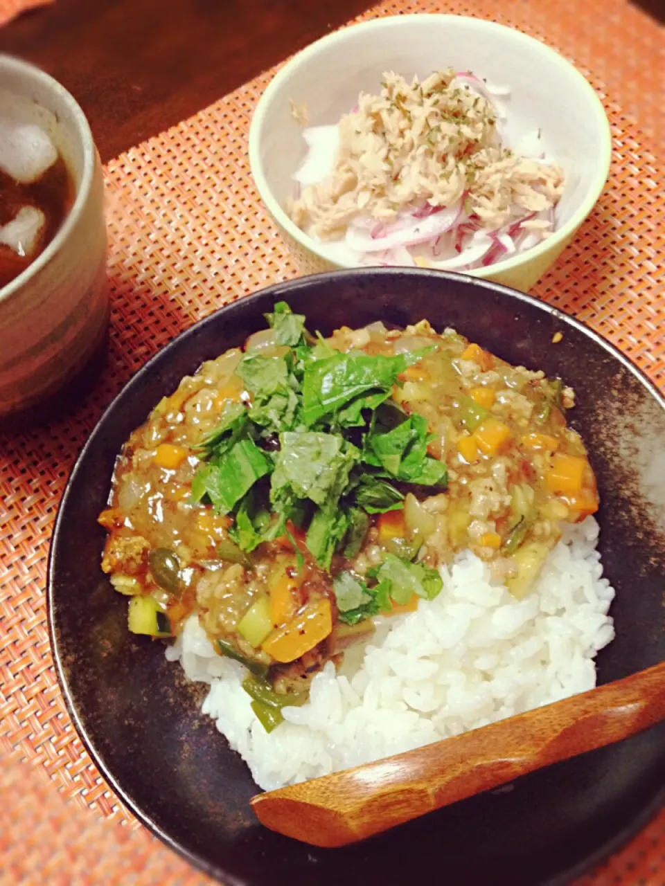 野菜のあんかけご飯と紫玉ねぎのマリネ✳︎2015.7.4Lunch✳︎|omitsuさん