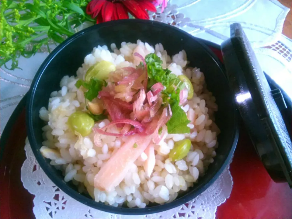 Snapdishの料理写真:🎵漬け物新ショウガと枝豆の炊き込み🍚ご飯|*ママちゃん*さん