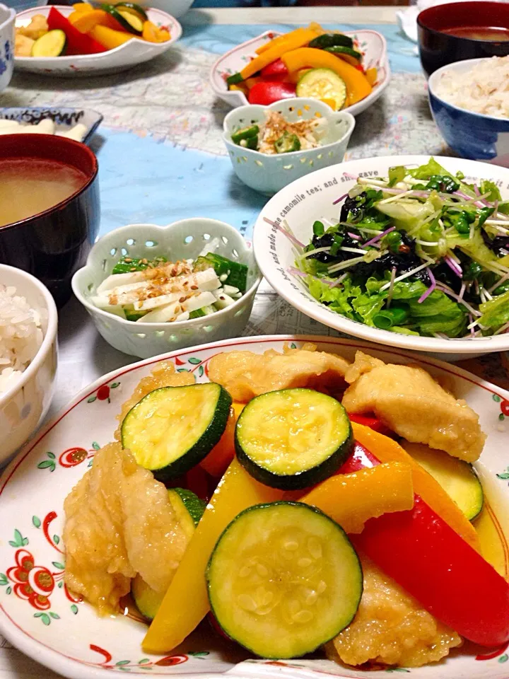 夏野菜と鶏胸肉の揚げ浸し。|鈴木真理子さん